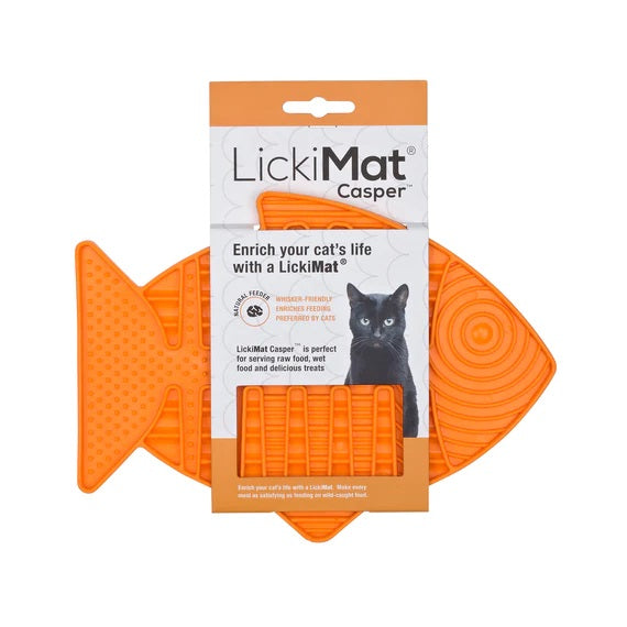 LickiMat Slomo Cat Slow Feeder Mat, Orange, 8-in x 8-in