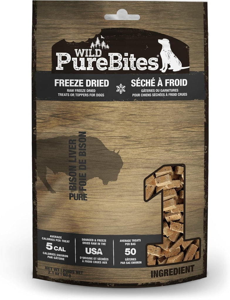 PureBites Wild Bison Freeze Dried Dog Treats, 2.1 oz