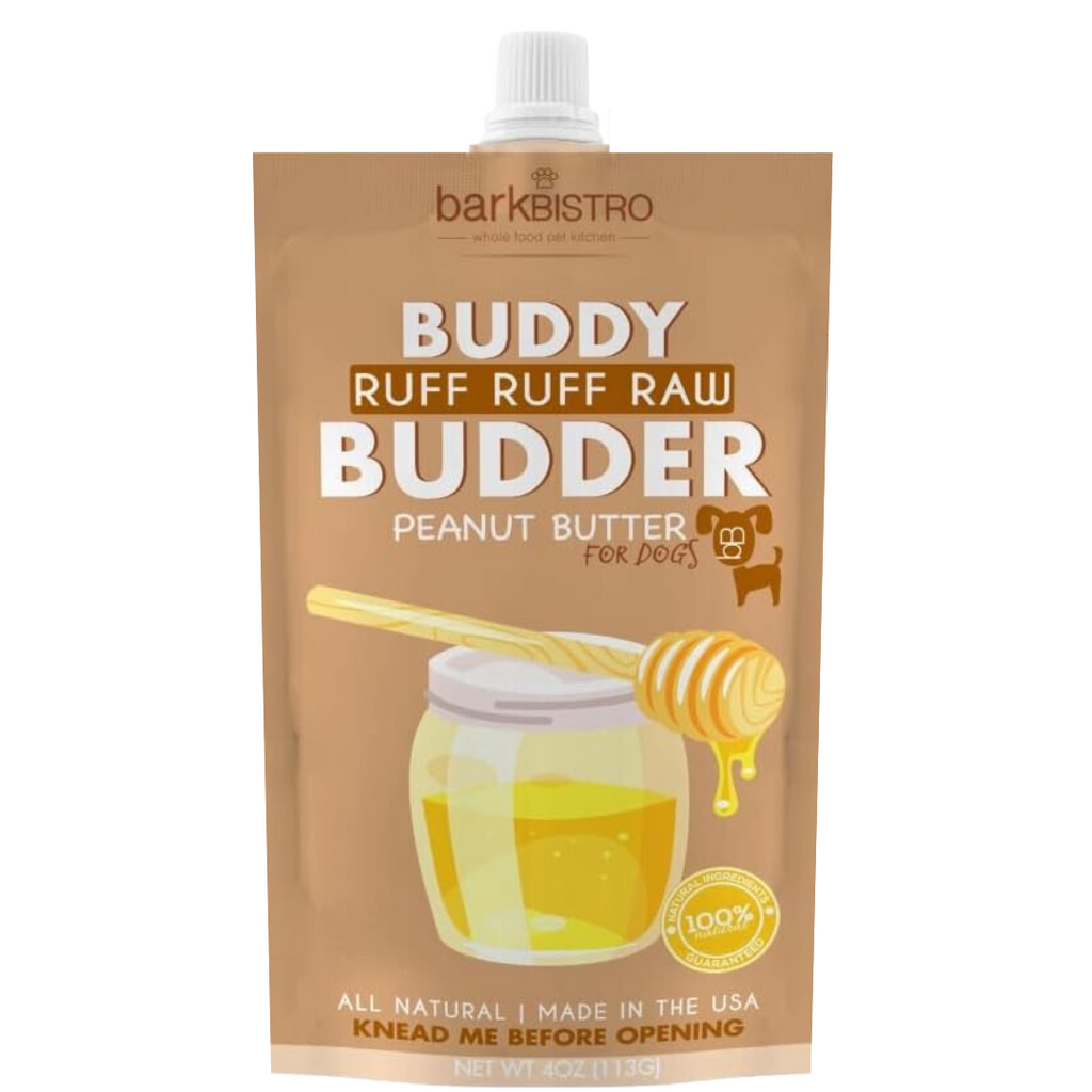 Bark Bistro Ruff Ruff Raw BUDDY BUDDER - 100% Natural Dog Peanut Butter, Made in USA 4 oz pouch