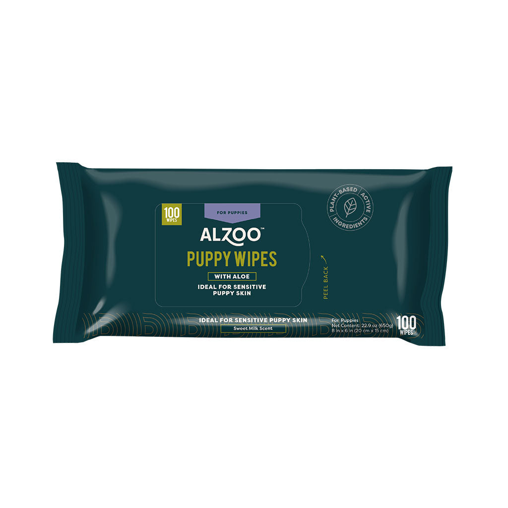 ALZOO Plant-Based Grooming Wipes for Puppies 100 count