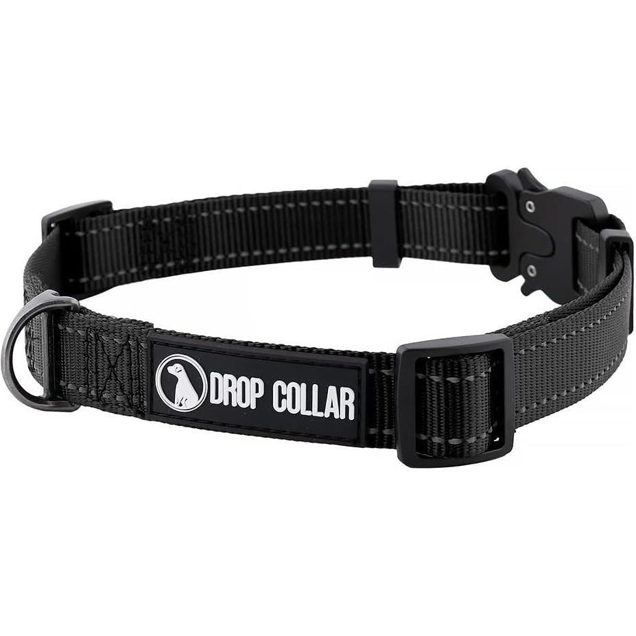 Drop Collar Reflective Nylon Dog Collar with Patent Pending Upright Leash Connection Point