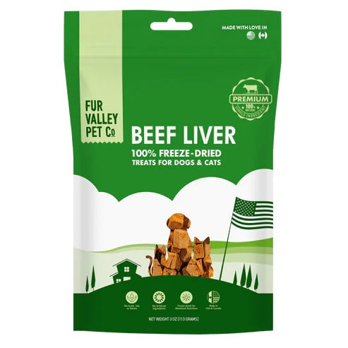 Fur Valley Pet Co. Freeze-Dried Beef Liver Treats for Cats and Dogs