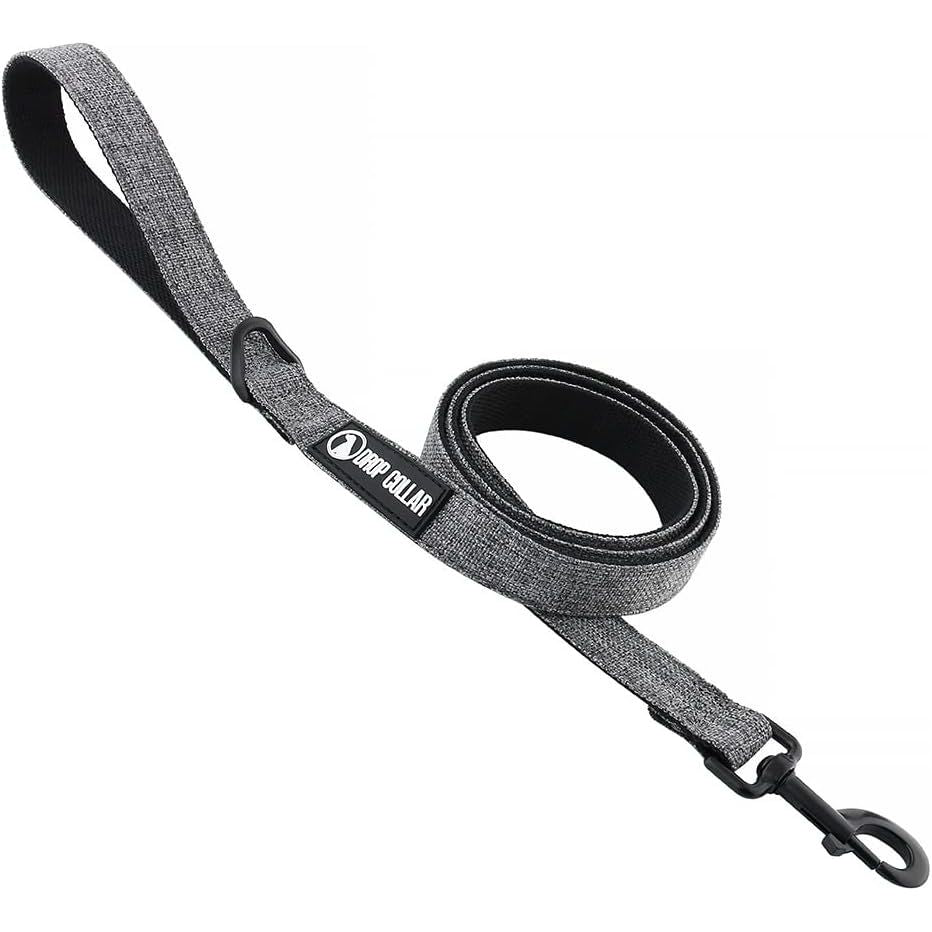 Drop Collar Natural Material Leash with Sleek D-Ring for Accessories & Soft Padded Gel Handle for Comfort (Long)