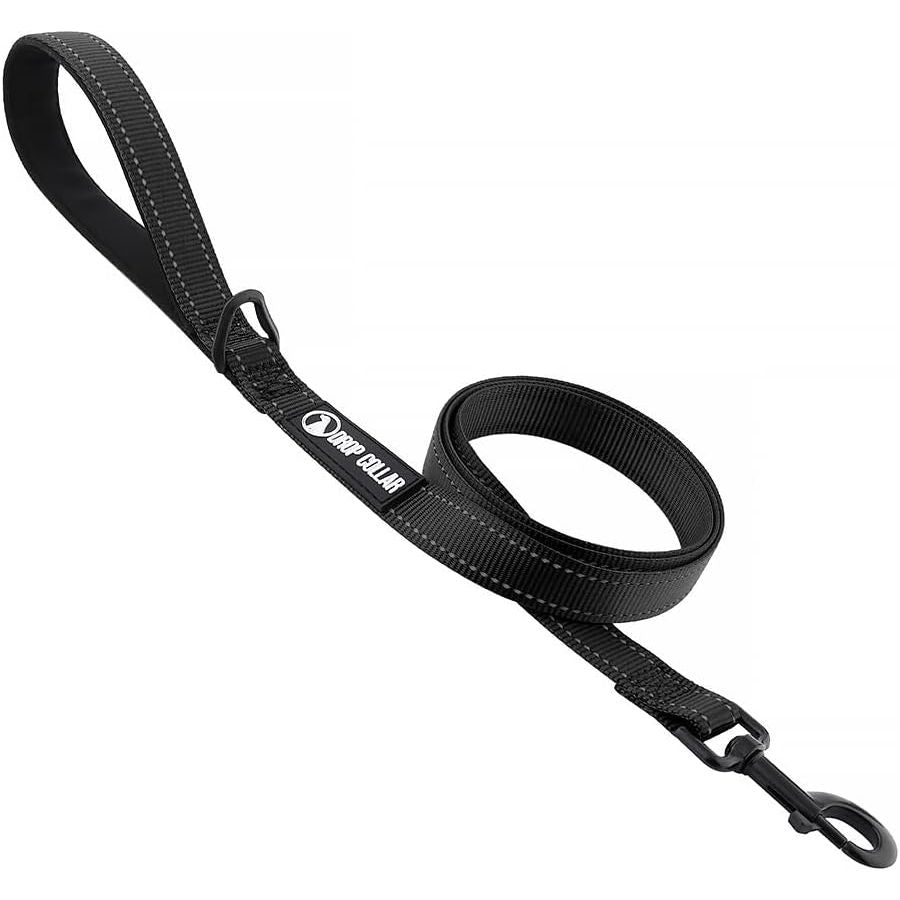 Drop Collar Reflective Nylon Leash with Sleek D-Ring for Accessories & Soft Padded Gel Handle for Comfort (Long)