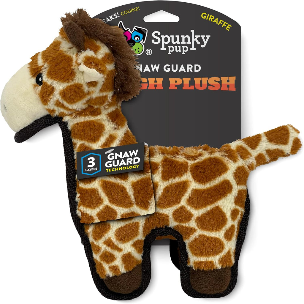 Spunky Pup Tough Plush Dog Toy for Aggressive Chewers, Giraffe