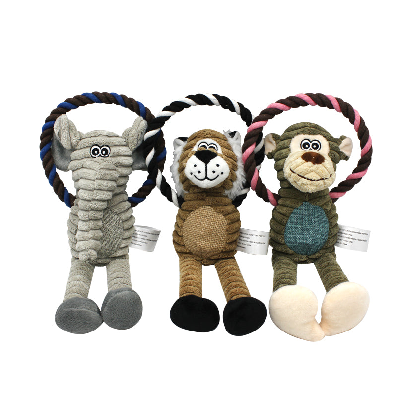 WOOZAPET Rope Dog Toy with Combination of Plush Stuffed Animal