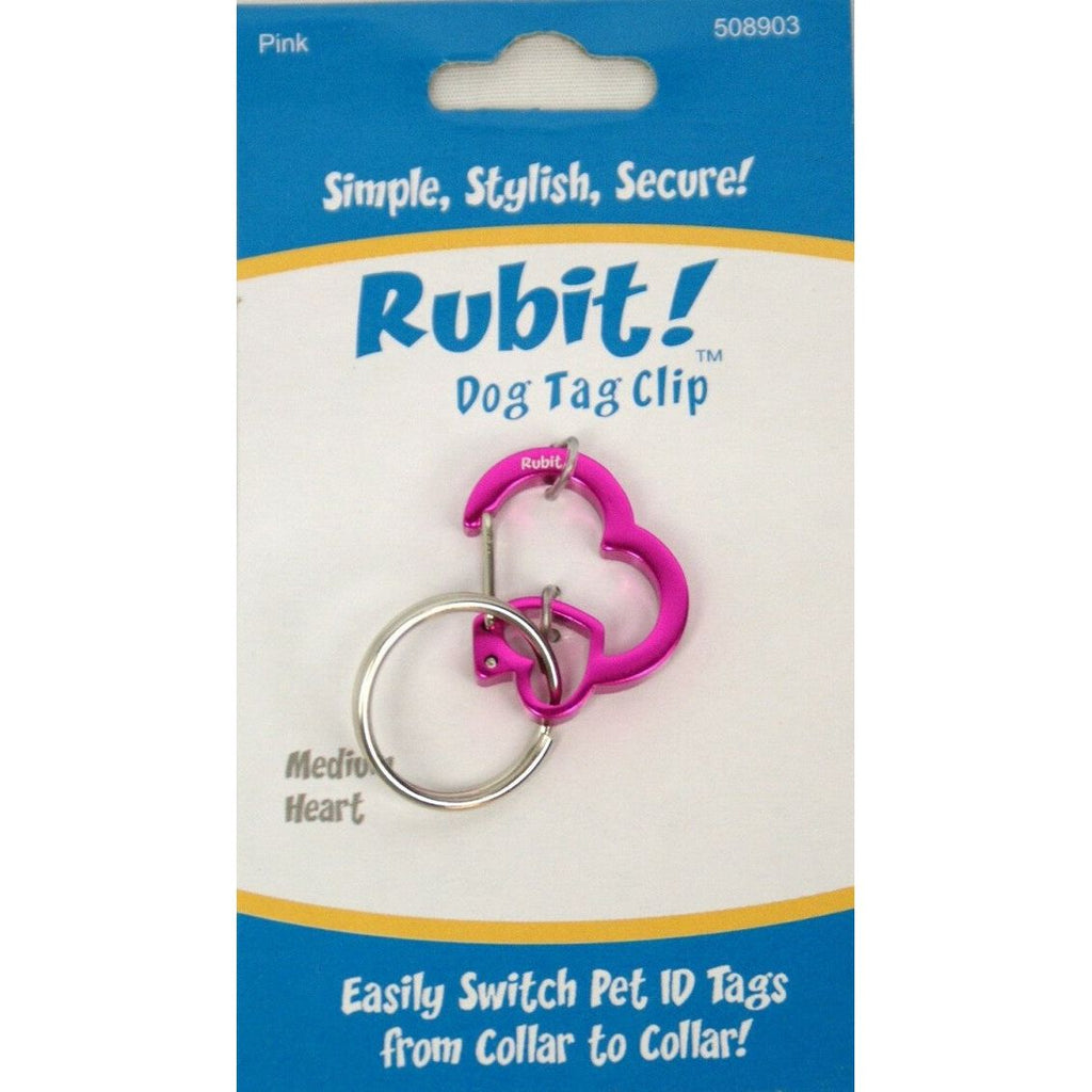 Rubit! Heart Aluminum Dog Tag Clip Medium