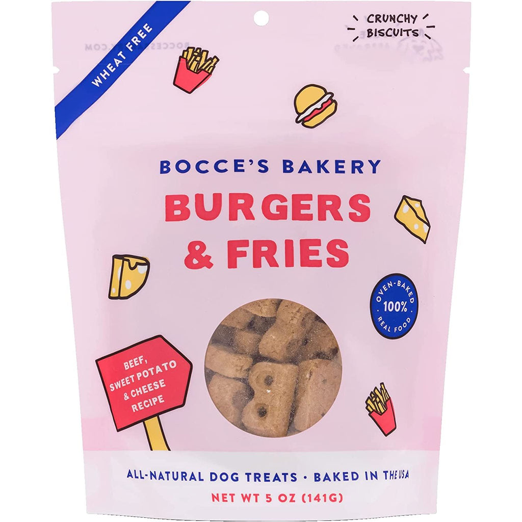 Bocce's Bakery Burgers & Fries All-Natural Dog Treats 5 oz