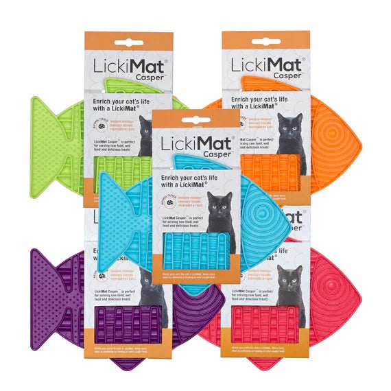 LickiMat Casper, Fish-Shaped Cat Slow Feeders Lick Mat, Boredom Anxiety  Reducer; Perfect for Food, Treats, Yogurt, or Peanut Butter. Fun  Alternative